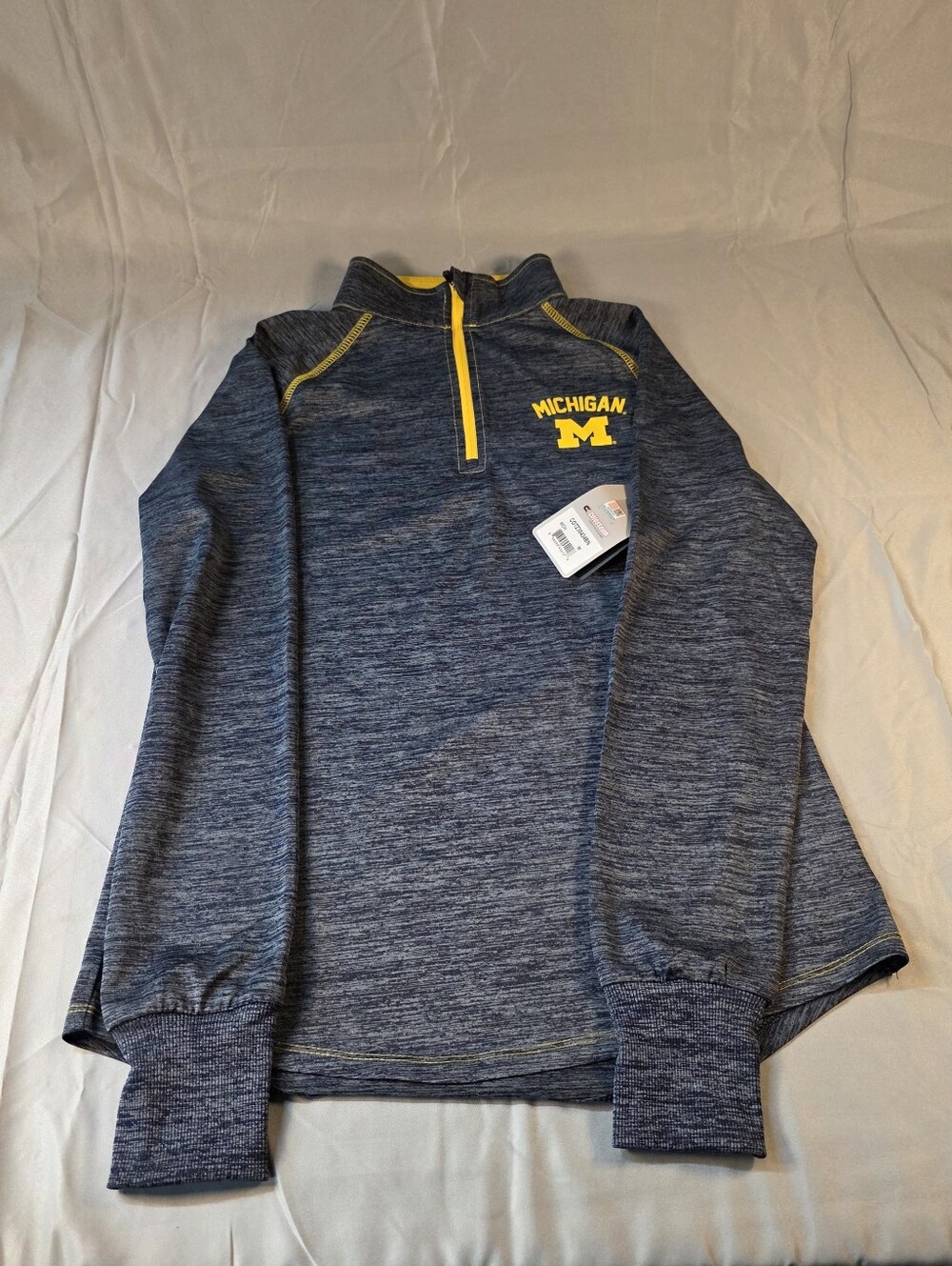 Colosseum Michigan Heather Navy & Maize Quarter‑Zip Pullover